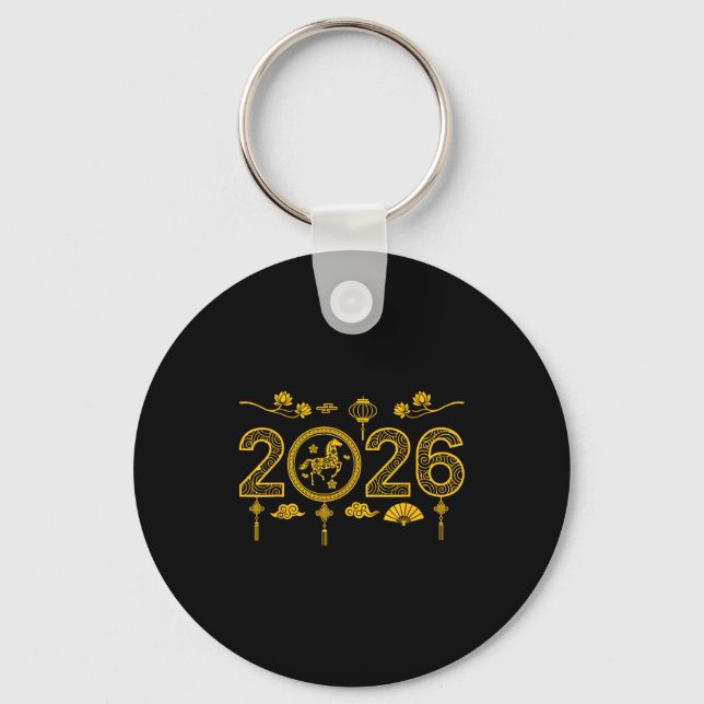 Happy Chinese New Year Of The Horse 2026 Lunar Out Key Ring (Front)