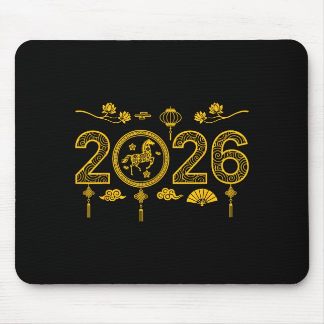 Happy Chinese New Year Of The Horse 2026 Lunar Out Mouse Pad (Front)
