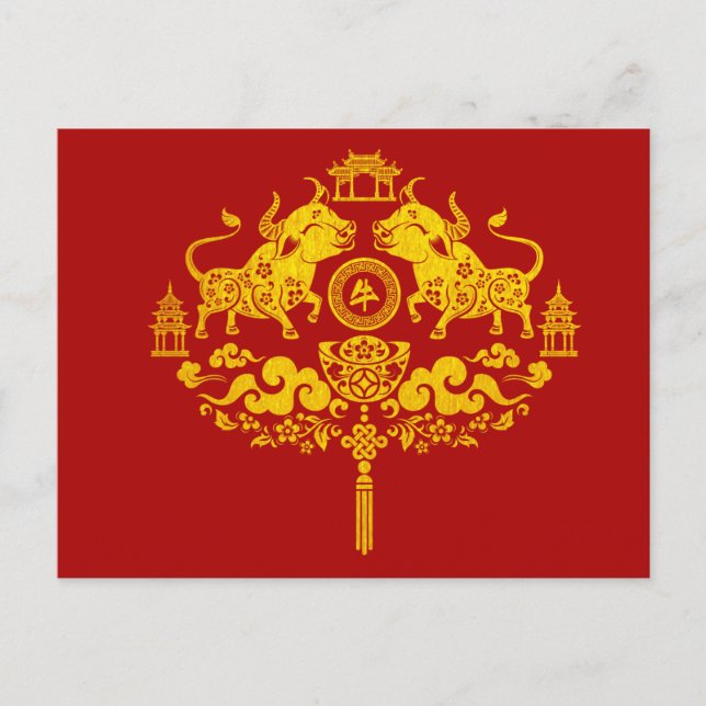 Happy Chinese New Year of The Ox, 2021 Postcard (Front)