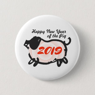 Happy Chinese New Year of The Pig Round Button