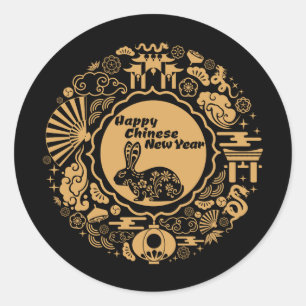 Happy Chinese New Year of the Rabbit Classic Round Sticker