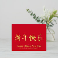 Happy Chinese New Year typography custom red gold
