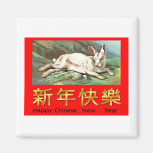 Happy Chinese New Year (White Rabbit) Magnet