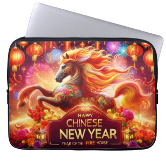 Happy Chinese New Year (Year of the Fire Horse) Laptop Sleeve