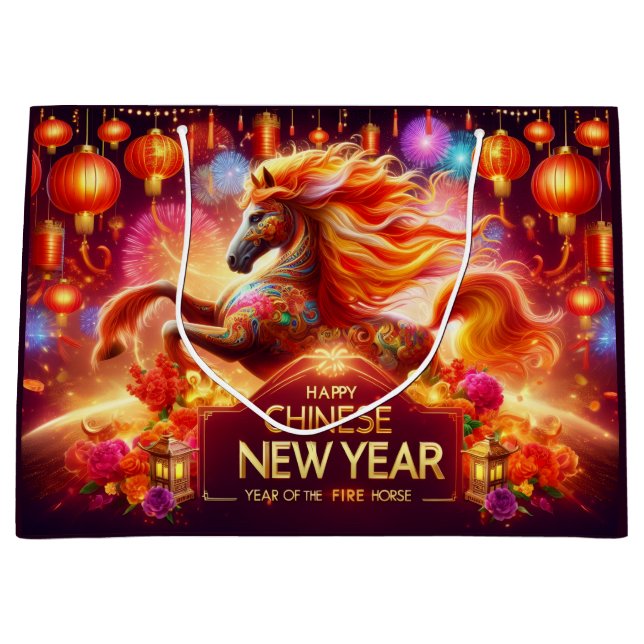 Happy Chinese New Year (Year of the Fire Horse) Large Gift Bag (Front)