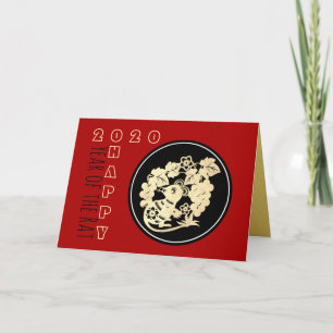 Happy Chinese Rat New Year 2020 Paper-cut 24HGC Card