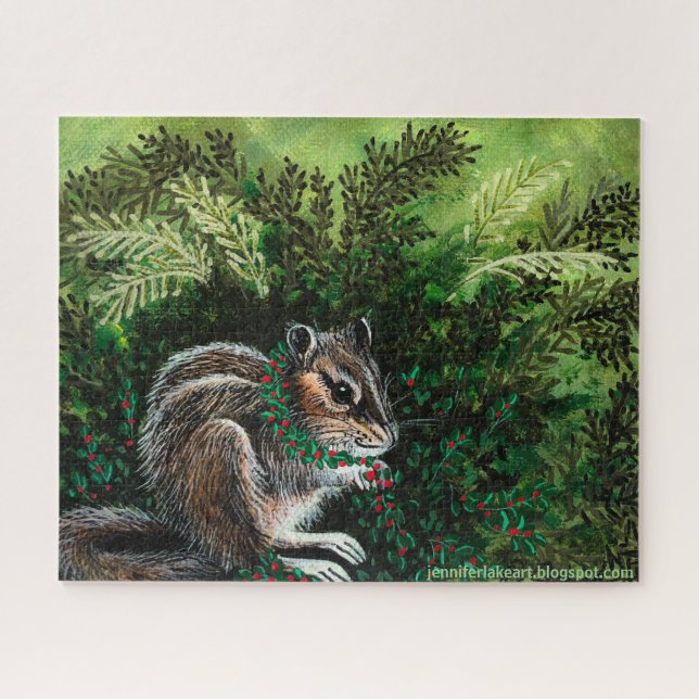 Happy Chipmunk in Fern Jigsaw Puzzle (Horizontal)