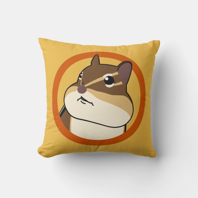 Happy Chippy Chipmunk Orange! 幸せそうなシマリスのクッション！ Cushion (Front)