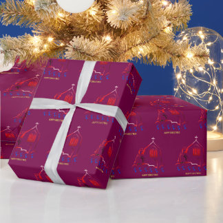Happy Chistmas magenta Wrapping Paper