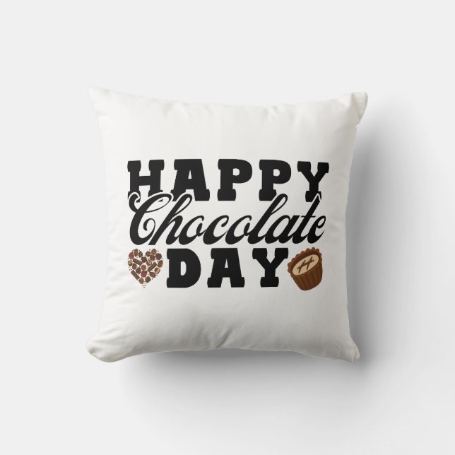 Happy Chocolate Day, Chocolate Lover's Joyful Cushion (Front)