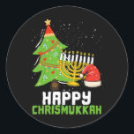 Happy Chrismukkah Christmas And Hanukkah Religion  Classic Round Sticker<br><div class="desc">Happy Chrismukkah Christmas And Hanukkah Religion Apparel</div>