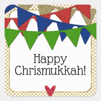 Happy Chrismukkah Christmas and Hanukkah Square Sticker