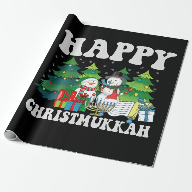 Happy Chrismukkah Funny Hanukkah Christmas Gift Wrapping Paper (Unrolled)