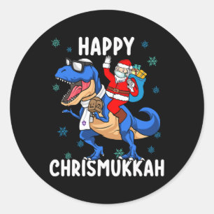 Happy Chrismukkah Funny Hanukkah Christmas Jewi Sh Classic Round Sticker