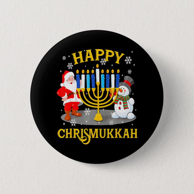 Happy Chrismukkah Funny Hanukkah Christmas Jewis 6 Cm Round Badge (Front)