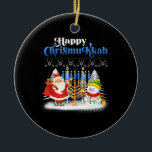 Happy Chrismukkah Funny Hanukkah Christmas Jewis Ceramic Ornament<br><div class="desc">Santa Christmas Boys Kids Youth Men. Funny Humour graphic tee costume for those who believe in Santa Claus,  love Deer,  Reindeer,  Elf,  Elves,  singing songs,  party decorations,  tree,  hat,  socks This Christmas tee with Graphic is great Christmas gift</div>