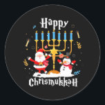 Happy Chrismukkah Funny Hanukkah Christmas Jewis Classic Round Sticker<br><div class="desc">Happy Chrismukkah Funny Hanukkah Christmas Jewis</div>