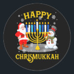 Happy Chrismukkah Funny Hanukkah Christmas Jewis Classic Round Sticker<br><div class="desc">Happy Chrismukkah Funny Hanukkah Christmas Jewis</div>