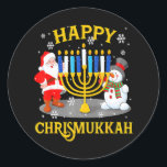 Happy Chrismukkah Funny Hanukkah Christmas Jewis Classic Round Sticker<br><div class="desc">Happy Chrismukkah Funny Hanukkah Christmas Jewis</div>