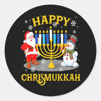 Happy Chrismukkah Funny Hanukkah Christmas Jewis Classic Round Sticker