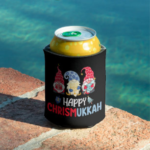 Happy Chrismukkah Gnomes Hanukkah Merry Christmas Can Cooler