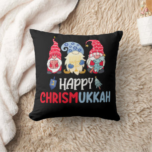 Happy Chrismukkah Gnomes Hanukkah Merry Christmas  Cushion