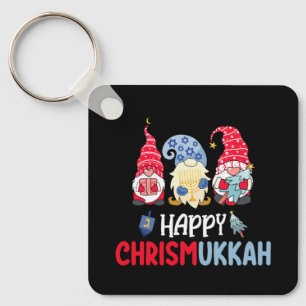 Happy Chrismukkah Gnomes Hanukkah Merry Christmas  Key Ring