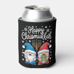 Happy Chrismukkah Gnomes Menorah Hanukkah Xmas Can Cooler