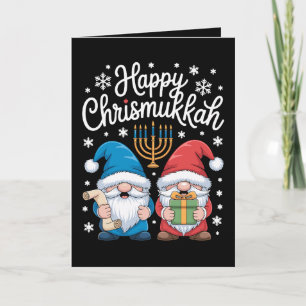 Happy Chrismukkah Gnomes Menorah Hanukkah Xmas Card