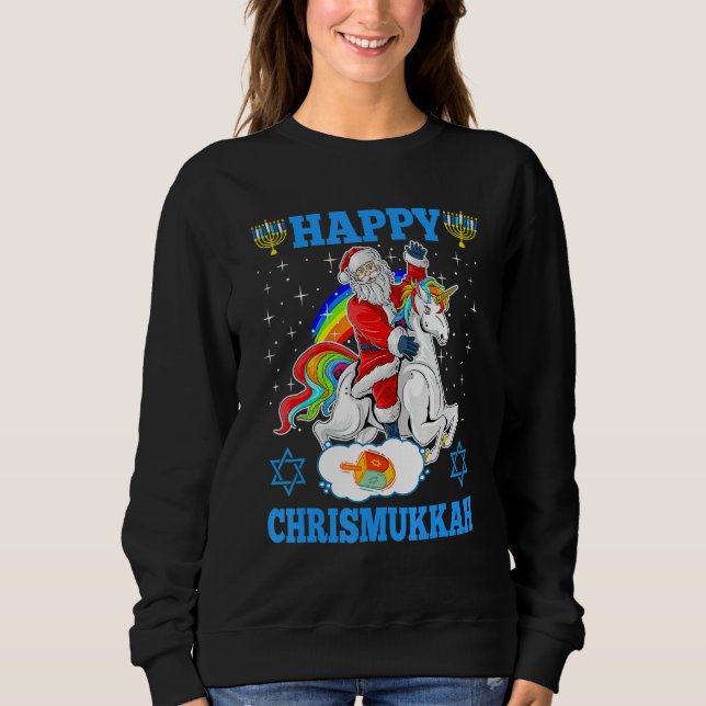 Happy Chrismukkah Hanukkah Christmas Jewish Unicor Sweatshirt (Front)