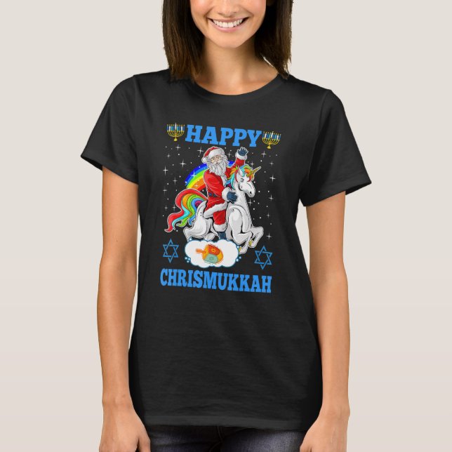 Happy Chrismukkah Hanukkah Christmas Jewish Unicor T-Shirt (Front)