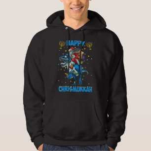 Happy Chrismukkah Hanukkah T Rex Christmas Jewish Hoodie