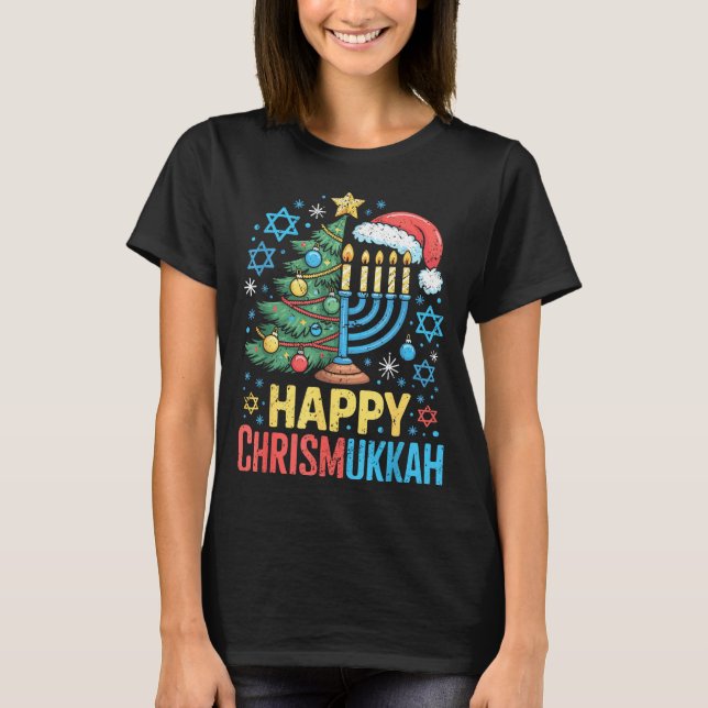 Happy Chrismukkah Holiday Christmas And Hanukkah S T-Shirt (Front)