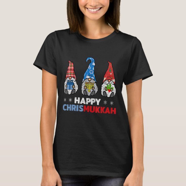 Happy Chrismukkah Jewish Christmas Hanukkah Gnomes T-Shirt (Front)