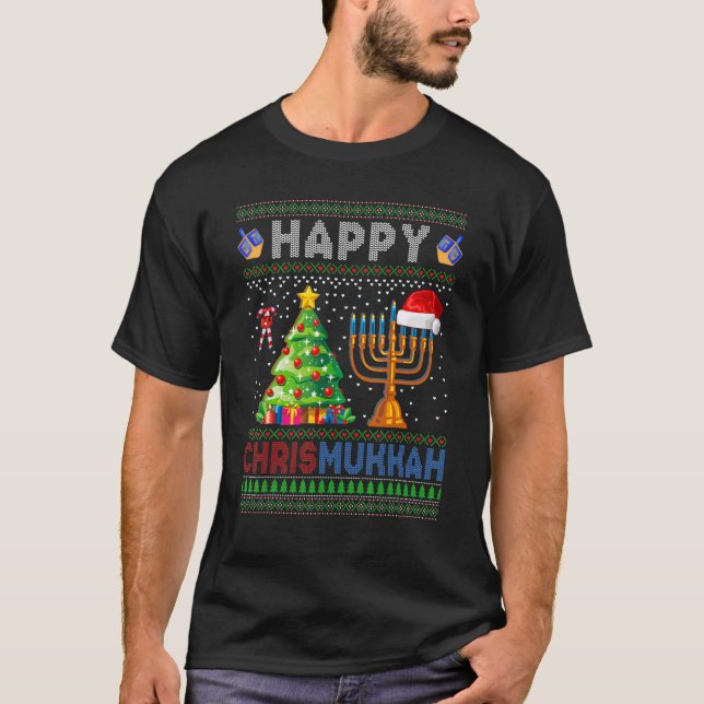 Happy Chrismukkah Jewish Holiday Christmas Hanukka T-Shirt (Front)