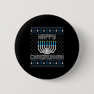 Happy Chrismukkah Menorah Ugly Sweater Christmas H 6 Cm Round Badge