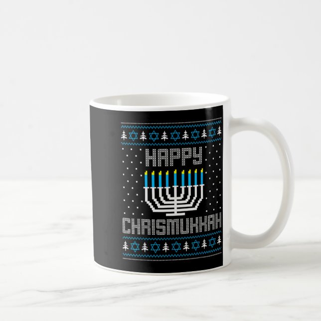 Happy Chrismukkah Menorah Ugly Sweater Christmas H Coffee Mug (Right)