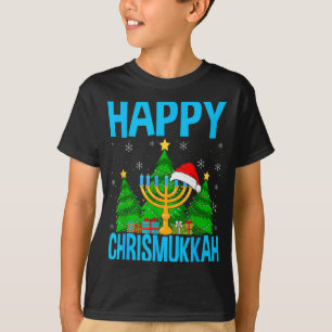 Happy Chrismukkah Santa Hat Christmas Hanukkah Sle T-Shirt