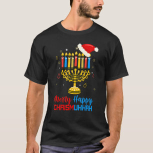 Happy Chrismukkah Santa Menorah Chanukah Jewish Ch T-Shirt
