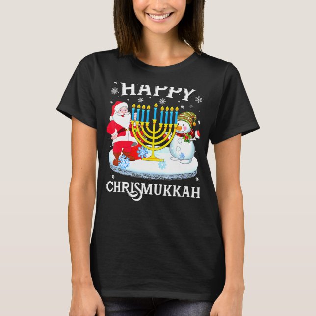 Happy Chrismukkah Xmas Hanukkah Christmas Jewis T-Shirt (Front)