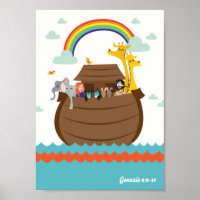 Happy Christian Kids Poster Bible Story Noah’s Ark