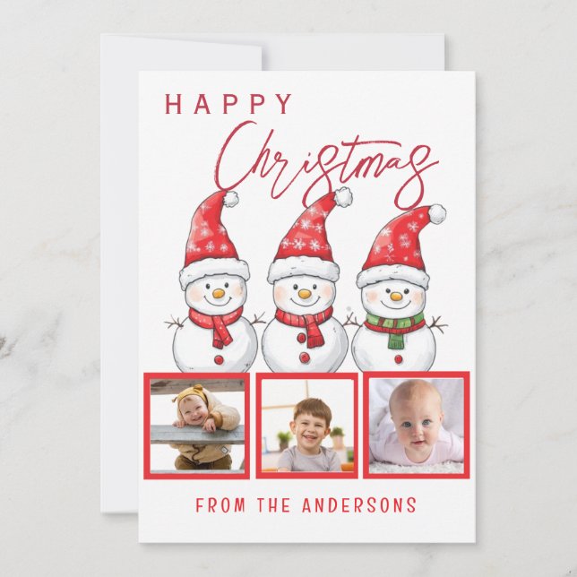 Happy Christmas 3 Photo Holiday Card (Front)