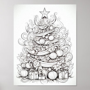 Happy Christmas Adult Coloring Poster