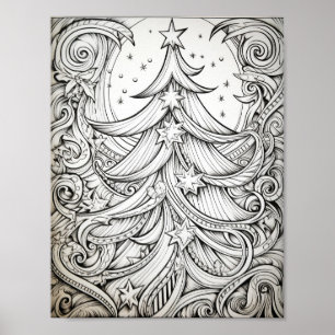 Happy Christmas Adult Colouring Poster