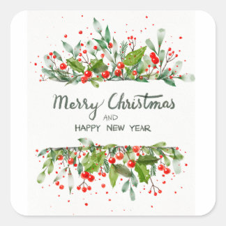 HAPPY CHRISTMAS AND GOOD YEAR SQUARE STICKER