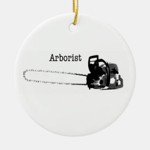 Happy Christmas Arborist Tree Surgeon chainsaw Ceramic Ornament