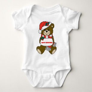 Happy Christmas Bear Baby Bodysuit
