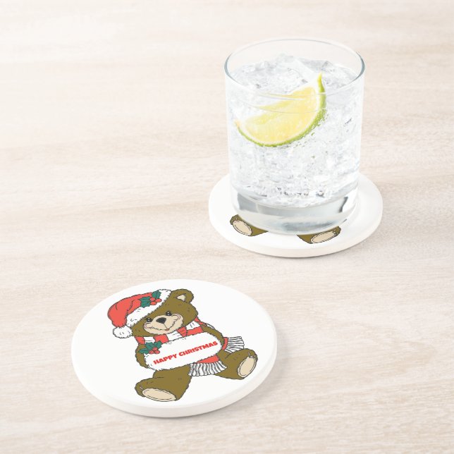Happy Christmas Bear Coaster (Side)