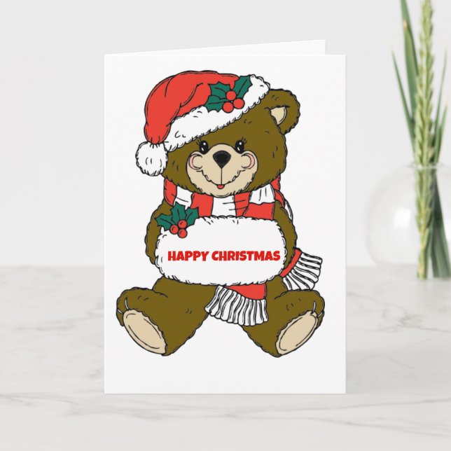 Happy Christmas Bear Holiday Card (Front)