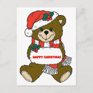 Happy Christmas Bear Holiday Postcard